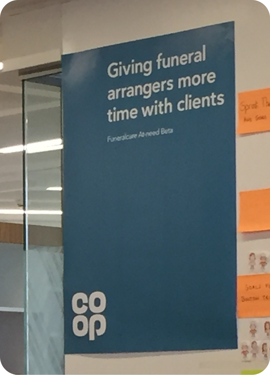 A Guardian service poster showing the words - giving funeral arrangers more time with clients